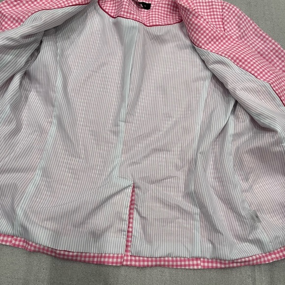 [US14]Talbots Collette’s Pink Gingham Preppy Women's Linen Blend Blazer NWOT - Picture 13 of 15